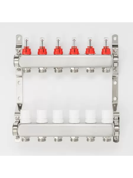 Коллекторная группа для тёплого пола Proxytherm KG-1-3/4-6, 1" × 3/4", 6 выходов