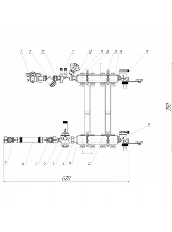 Коллекторный модуль Giacomini 3/4*18 на 4 зоны базовая модель GE550Y194