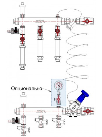 Узел коллекторный MF3: Вход - Ду32, правый; Выход - 1/2