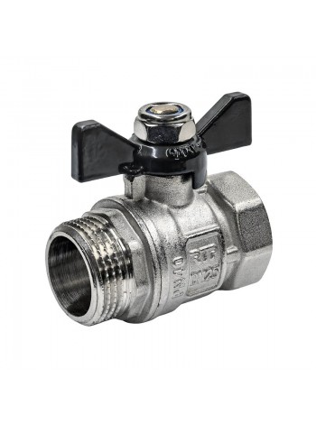 Кран шаровой ГОСТ ручка бабочка, латунь, внутренняя/наружная резьба 1
